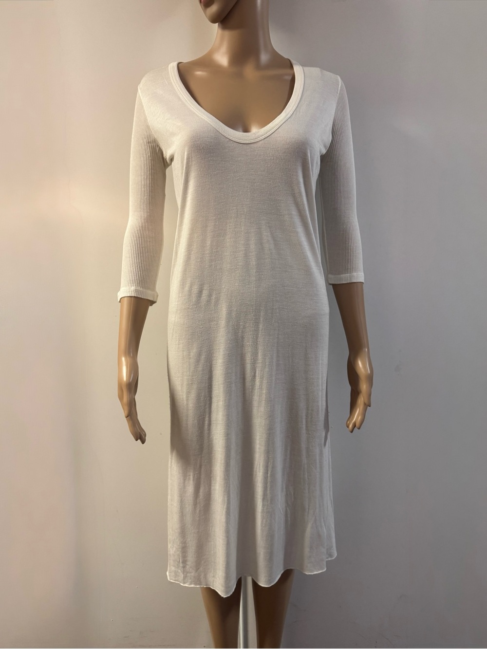 Rick Owens Milk Olmar and Mirta srl Ribbed Sleeve Extra Long Plunge Top